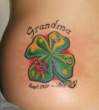 Four Leaf Clover Tattoo Dedicates to Grandma