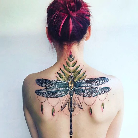 full back dragonfly tattoos for women