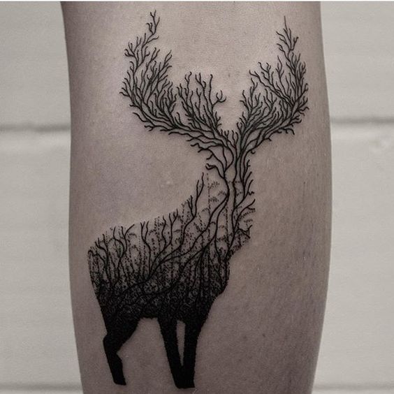 geometric deer tattoos for men