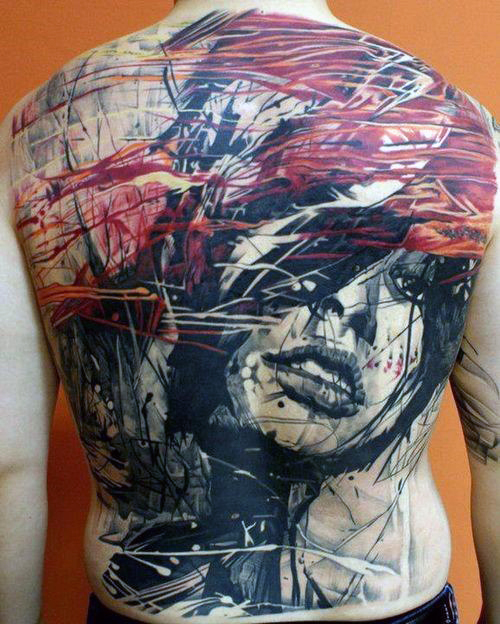 girl portraint full back tattoos for men