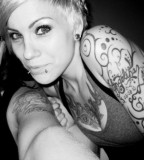 Black White Image Of Girl With Tattoos