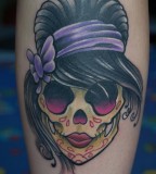 Girly Sugar Skull Done In Black Pearl Tattoo 