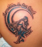 Imaginative Angel on Moon Memorial Tattoo Inspiration Pictures