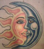 Classy Photo Of Sun And Crescent Moon Tattoo Art 