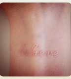 Believe Word White Ink Tattoo