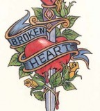 Elegant Broken Heart Dagger Tattoo Picture