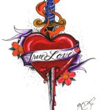Stylish Image Of Heart And Dagger Tattoo 