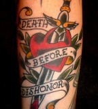 Awesome Dan Morris Dagger And Heart Tattoo 