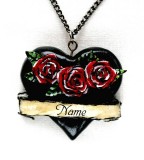 Old School Tattoo 3d Black Heart Necklace By Dustofenchantment