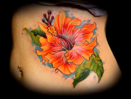 Hibiscus Flower Tattoo On Foot