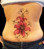 Tattoos Designs Hibiscus Flower On Lower Back