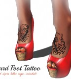 Horns and Halos Leopard Foot Tattoo Design for Women