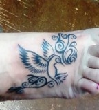 Aztec Hummingbird Tattoo Design On Foot