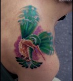 Green Hummingbird Tattoo Design for Women