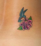 Hummingbird With Flower Tattoo Design on Foot