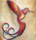 Femine Fiery Hummingbird Tattoo Design