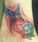 Cute Hummingbird And Flower Tattoo Photo Gallery