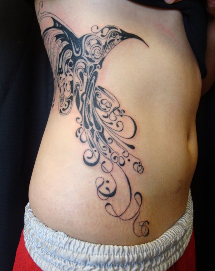 Hummingbird Tattoo On Side For Girl