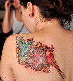 Hummingbirds on Nests Tattoos Design