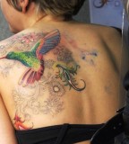 Great Flying Hummingbird Tattoo Design on Back