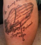 Praying Hands Quote In Loving Memory Of Loretta Redmond Tattoo Design