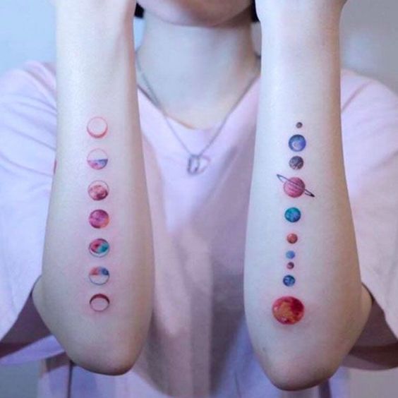 Planets watercolor tattoo