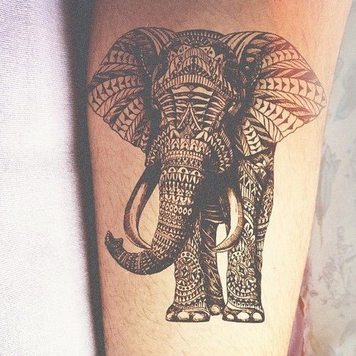 intricate elephant tribal tattoo