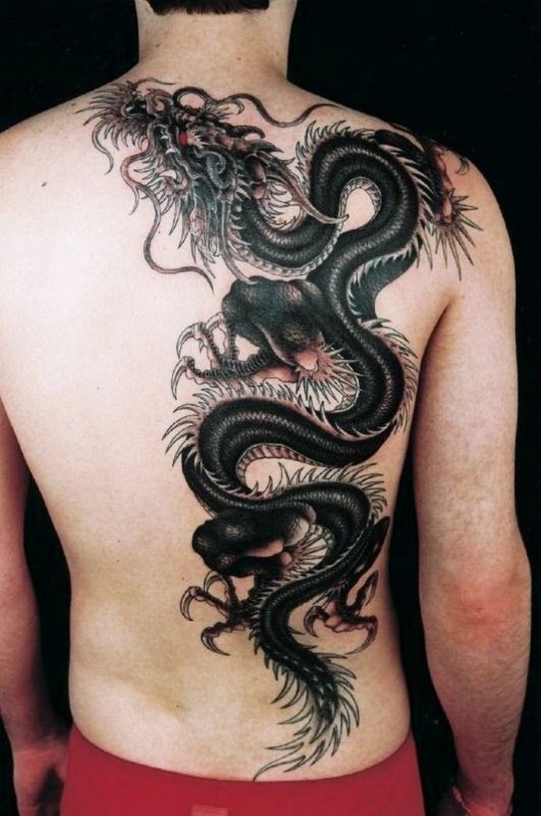japanese dragon full back tattoos for men