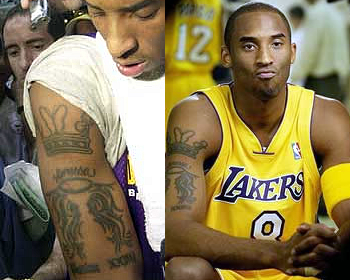 Kobe Bryants Crown And Wings Tattoos on Forearm