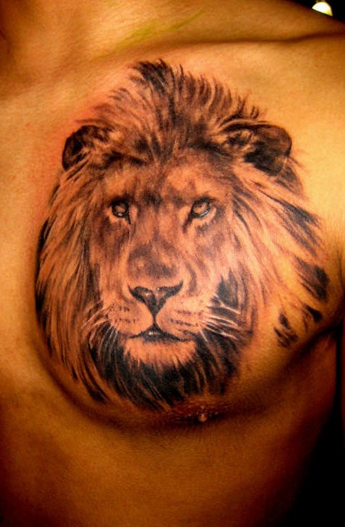 Large Lion Face for Back Tattoos