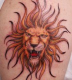 Lion Tattoo With Mane In The Shape Of The Sun