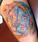 Colorful Lion Tattoo Half Sleeve