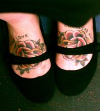 Flower True Love Conquers Tattoo On Foot