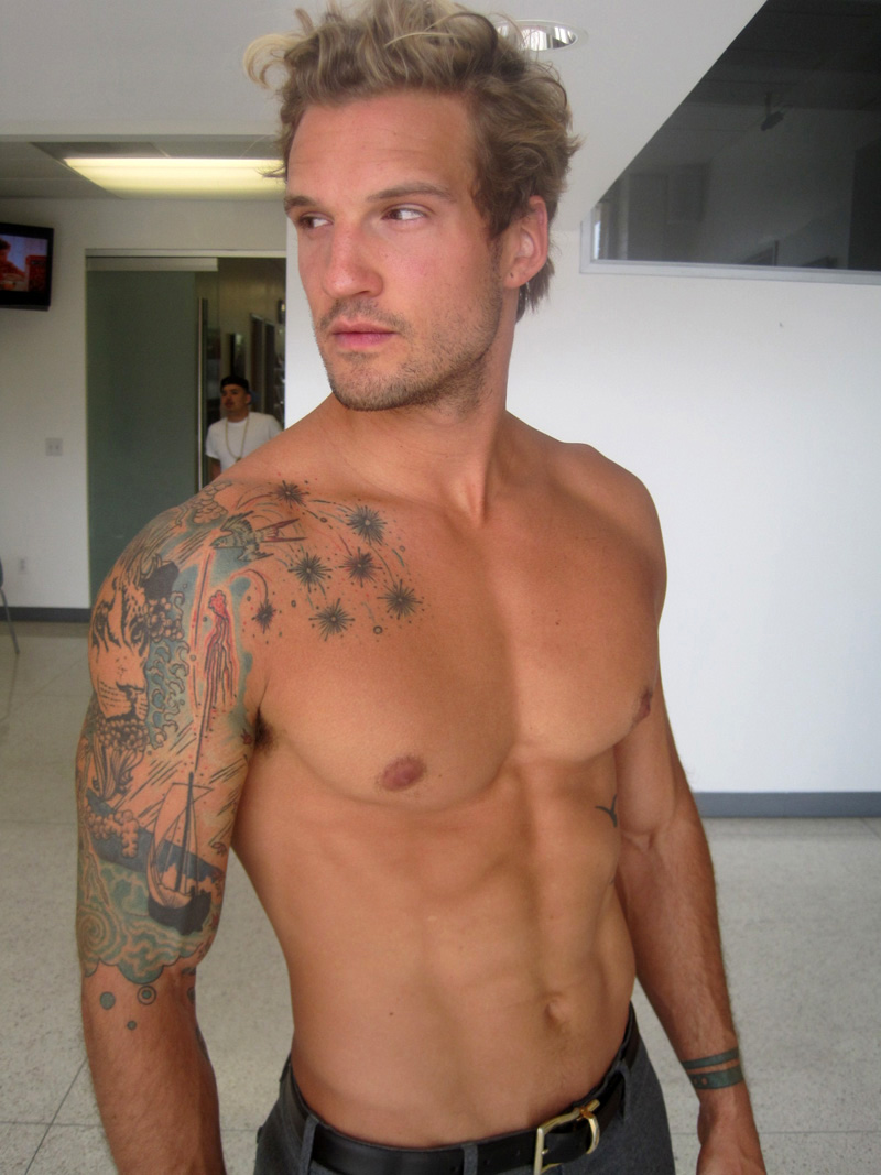 Male Model Parker Hurley Arm Tattoo