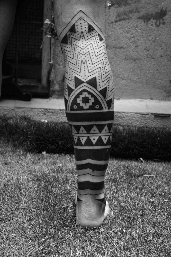maori half leg tribal tattoo
