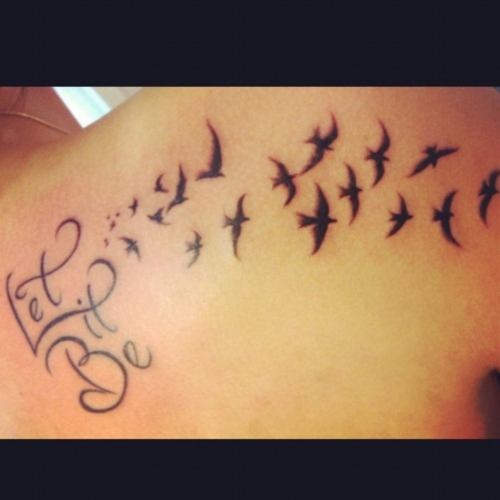 Flying Birds From Quotes Tattoo On Back Tattoo Mania