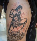 Grand Muay Thai Fighter Shaped Tattoo on Shoulder