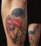 Cool Muay Thai Shaped Tattoo Design on Foot 