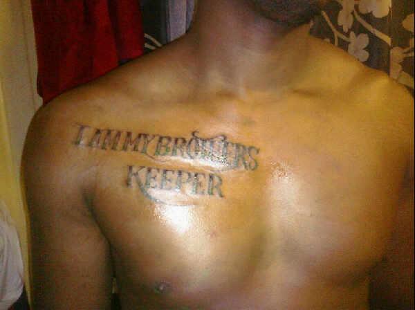 3rd Tatto I Am My Brothers Keeper Photos From Chaz Money Mb Chaz