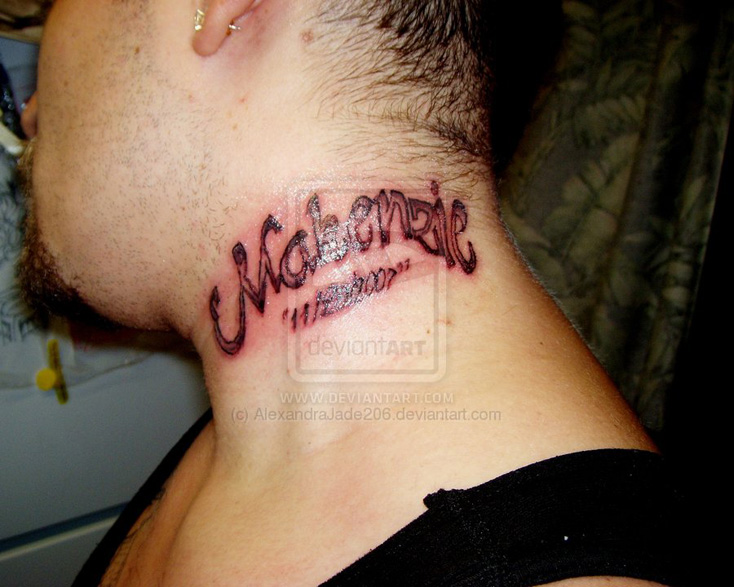 Lettering Tattoos With Name -Neck Tattoo