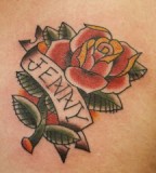 Rose Tattoo With Name Banner Design