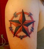 Nice Red Nautical Star Tattoo