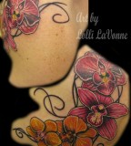 Lovely Orchids Over-the-Shoulder Tattoo Designs for Women