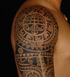 Awesome Polynesian Shoulder / Sleeve Tattoo Design for Men and Women