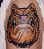 Stylish Cartoon Bulldog Shoulder Tattoo Designs for Men