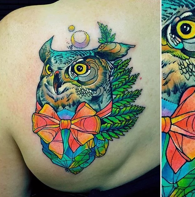 owl trippy tattoo