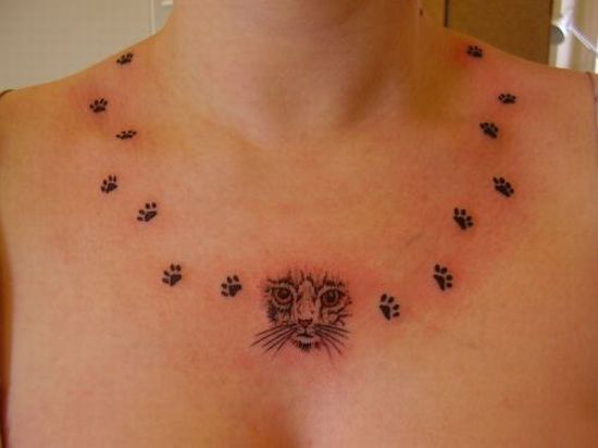 Girl Fashion Words Paws Tattoos Looks Like a Necklace