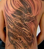 Big Black Blazing Phoenix Tribal Tattoo