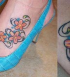 Plumeria Tattoos on The Foot