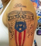 Stunning Musical Theme Puerto Rican Flag Tattoo Design